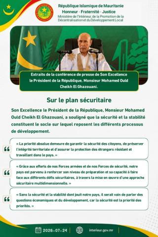 Temps forts de la conférence de presse de Son Excellence le Président de la République, Monsieur Mohamed Ould Cheikh El Ghazouani